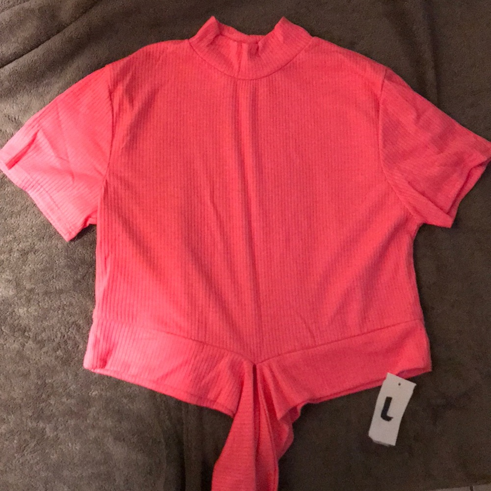 A crop pink t-shirt